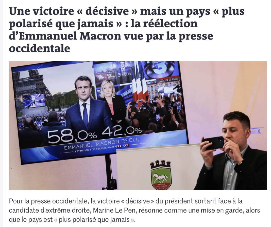 Presa franceză:Statuia de marmură a lui Macron are picioare de lut. Blocul contestatar format de extrema dreaptă a lui Le Pen, de stânga radicală a lui Jean-Luc Mélenchon şi de absenteişti nu a fost niciodată atât de puternic Presa franceză:Statuia de marmură a lui Macron are picioare de lut. Blocul contestatar format de extrema dreaptă a lui Le Pen, de stânga radicală a lui Jean-Luc Mélenchon şi de absenteişti nu a fost niciodată atât de puternic