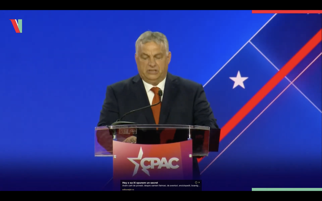 Viktor Orbán la reuniunea conservatorilor americani: Progresiştii de astăzi încearcă să separe civilizaţia occidentală de rădăcinile ei creştine Trebuie să recâștigam controlul instituțiilor de la Bruxelles și Washington Viktor Orbán la reuniunea conservatorilor americani: Progresiştii de astăzi încearcă să separe civilizaţia occidentală de rădăcinile ei creştine Trebuie să recâștigam controlul instituțiilor de la Bruxelles și Washington