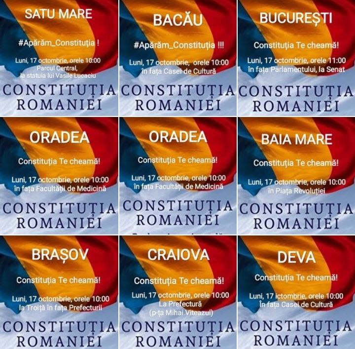 Avocata Elena Radu: LUNI, 17 OCTOMBRIE, ÎN TOATĂ ȚARA! MOBILIZAREA GENERALĂ A CETĂȚENILOR PENTRU APĂRAREA CONSTITUTIEI Avocata Elena Radu: LUNI, 17 OCTOMBRIE, ÎN TOATĂ ȚARA! MOBILIZAREA GENERALĂ A CETĂȚENILOR PENTRU APĂRAREA CONSTITUTIEI