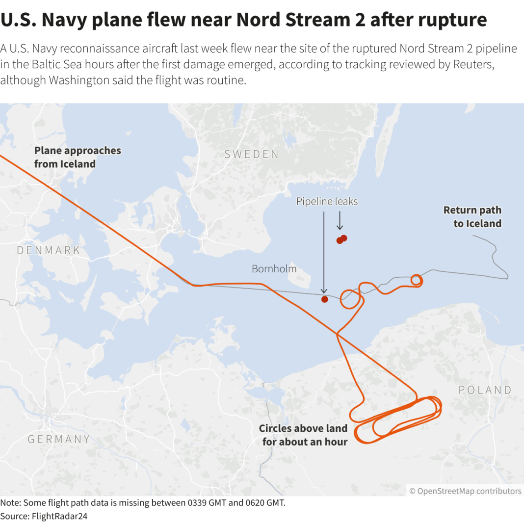 Reuters: O aeronavă americană la locul exploziilor Nord Stream Reuters: O aeronavă americană la locul exploziilor Nord Stream