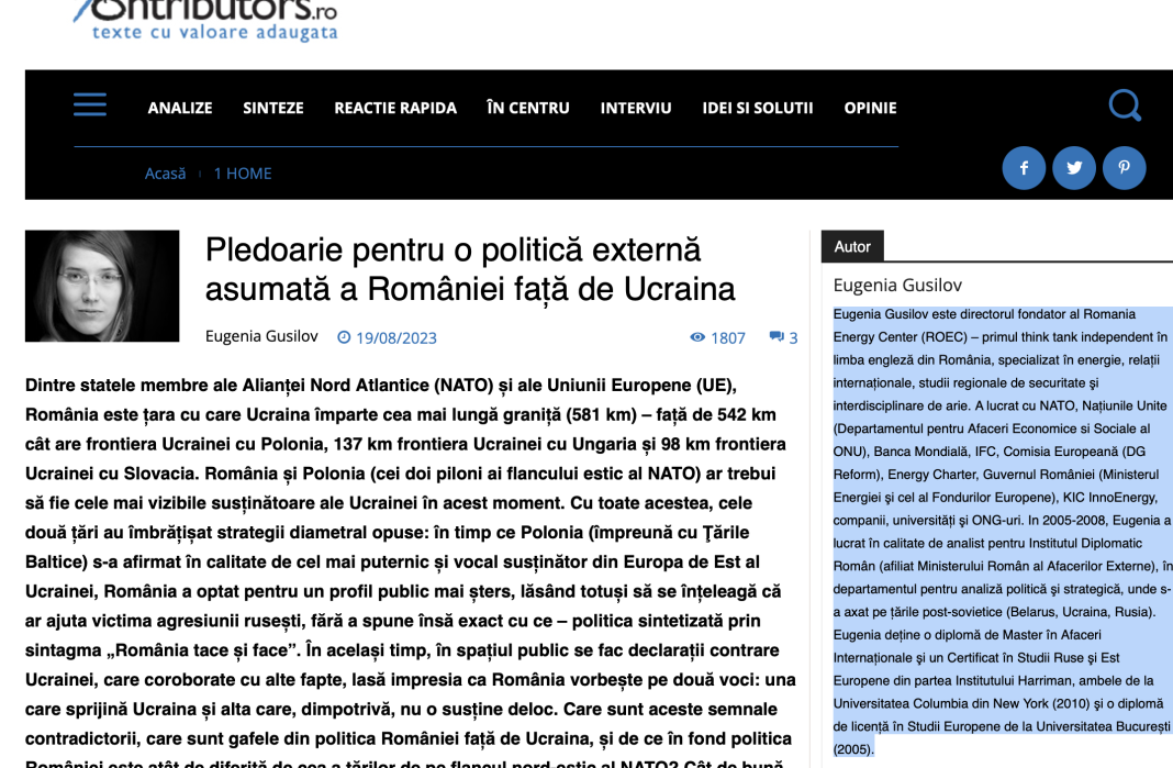 O anume Eugenia Gușilov acuză elitele politice și academice din România că sunt anti-ucrainiene și că încălcarea drepturilor românilor din Ucraina este o „invenție”: Măsurile de contracarare a propagandei rusești trebuie intensificate O anume Eugenia Gușilov acuză elitele politice și academice din România că sunt anti-ucrainiene și că încălcarea drepturilor românilor din Ucraina este o „invenție”: Măsurile de contracarare a propagandei rusești trebuie intensificate