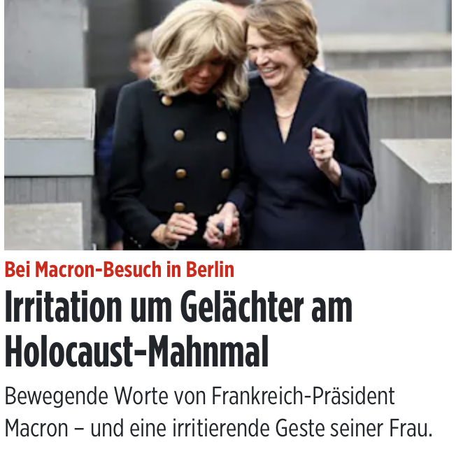 Primele doamne ale Franței și Germaniei au fost fotografiate râzând in memorialul Holocaustului de la Berlin Primele doamne ale Franței și Germaniei au fost fotografiate râzând in memorialul Holocaustului de la Berlin