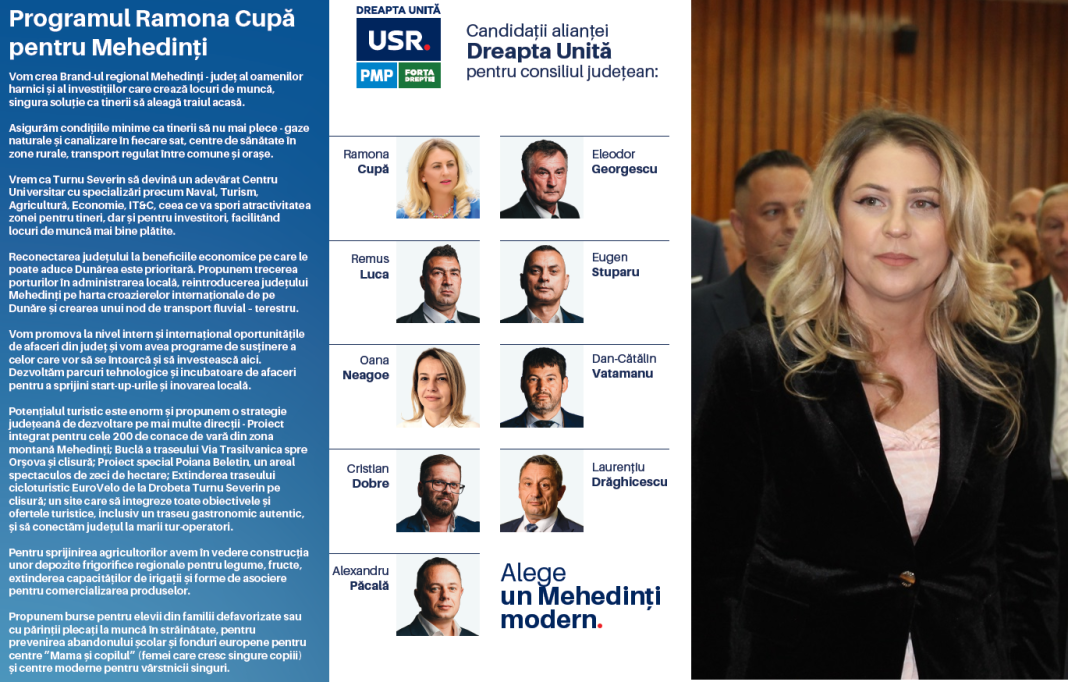 Alianța Dreapta Unită vine la Consiliul Județean Mehedinți cu o listă de candidați bine pregătiți, specialiști în domeniilor lor de activitate și pregătiți să lucreze la proiecte de dezvoltare pentru județ Alianța Dreapta Unită vine la Consiliul Județean Mehedinți cu o listă de candidați bine pregătiți, specialiști în domeniilor lor de activitate și pregătiți să lucreze la proiecte de dezvoltare pentru județ