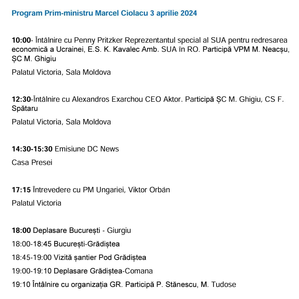 Ciolacu: Un singur comentariu: Nici domnul Ciucă, nici domnul Iohanis – împreună sau separat, nu au fost în programul meu pe 3 aprilie! Ca să nu se mai încurce domnul Ciucă în explicații… Ciolacu: Un singur comentariu: Nici domnul Ciucă, nici domnul Iohanis – împreună sau separat, nu au fost în programul meu pe 3 aprilie! Ca să nu se mai încurce domnul Ciucă în explicații…