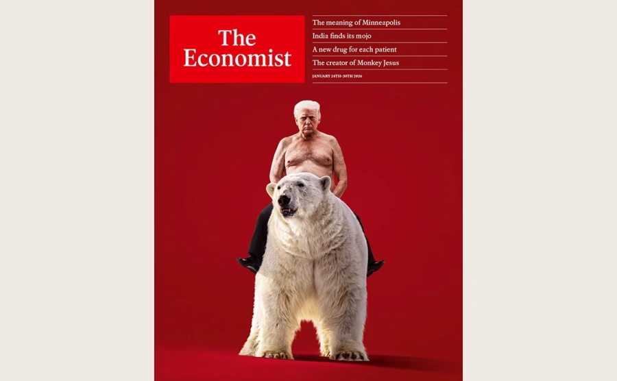 Coperta The Economist cu Trump călare pe un urs polar: NATO a dispărut Coperta The Economist cu Trump călare pe un urs polar: NATO a dispărut